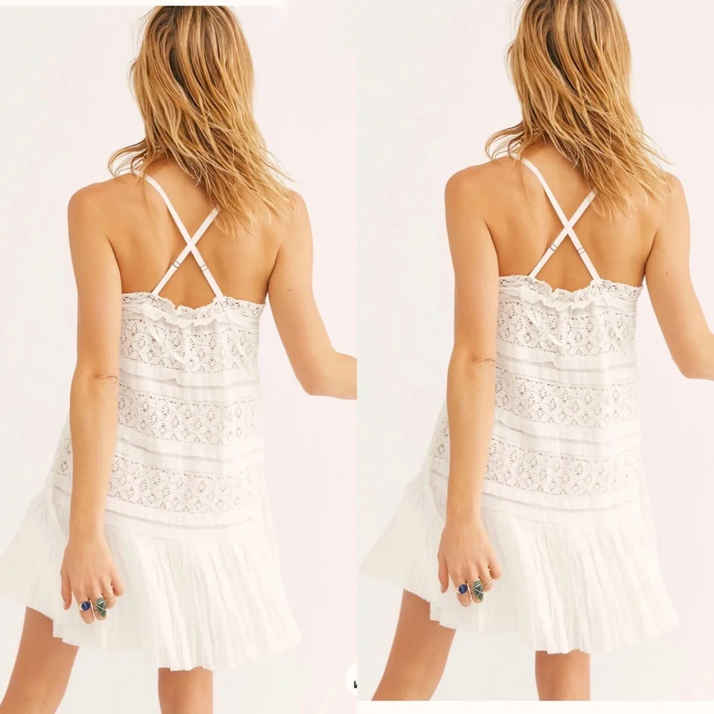 Free People White Lace Mini Dress